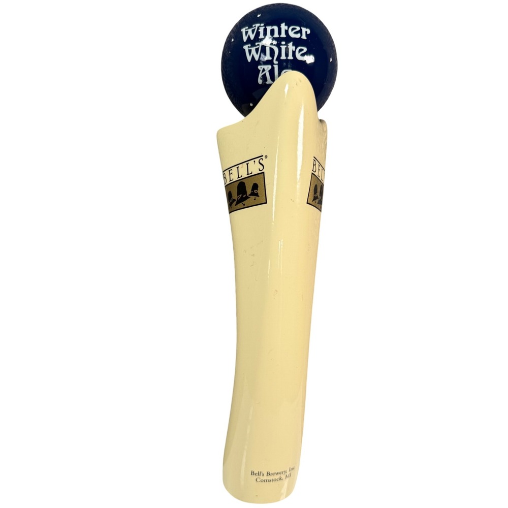 Bell's Winter White Ale Beer Tap Handle Cream Navy Blue Bar‎ Decor Craft Brewery